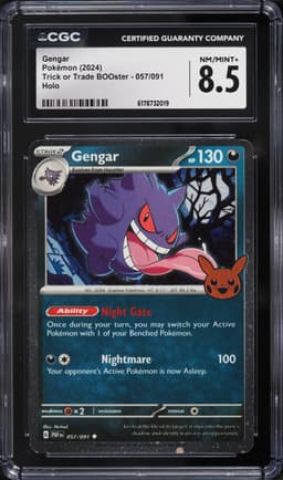 2024 Pokemon Scarlet & Violet Trick Or Trade BOOster Cosmos Holo Gengar #57 CGC 8.5 NM-MT+
