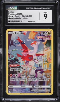 2023 #GG20 Latias CGC 9 Pokemon Sword & Shield Crown Zenith Alt Art
