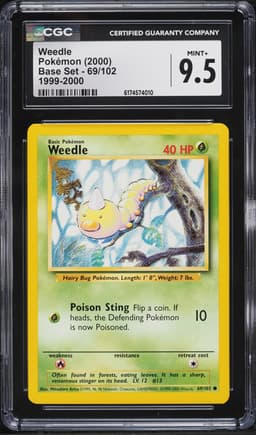 1999-2000 Pokemon Base Set Weedle #69 CGC 9.5 MINT+