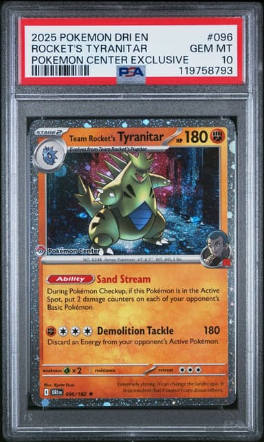 2025 #096 Team Rocket's Tyranitar PSA 10 Dri EN-Destined Rivals Pokemon