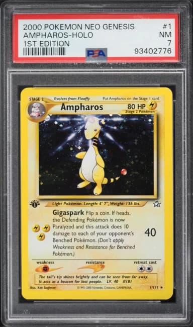2000 Pokemon Neo Genesis 1st Edition Holo Ampharos #1 PSA 7 NRMT