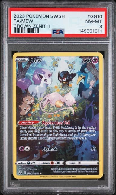 2023 #GG10 Full Art/Mew PSA 8 Sword and Shield Crown Zenith