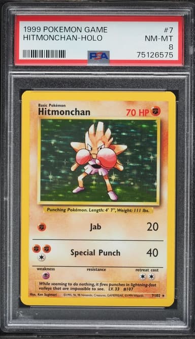 1999 #7 Base Set Holo Hitmonchan NM-MT PSA 8 Pokemon