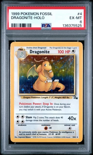 1999 #4 Dragonite-Holo PSA 6 Fossil Pokemon