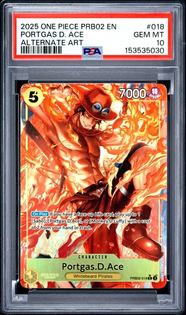 2025 #018 Portgas D. Ace PSA 10 One Piece PRB02-Premium Booster -One Piece Card the Best- Vol.2