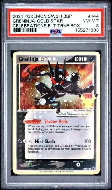 2021 #144 Greninja-Gold Star PSA 8 Swsh Black Star Promo