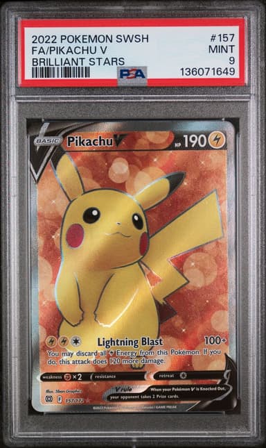 2022 #157 Full Art/Pikachu V PSA 9 Sword & Shield Brilliant Stars