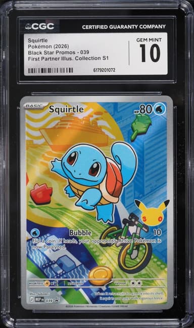 2026 Pokemon Mega Evolution Promo First Partner Illustration Full Art Squirtle #39 CGC 10 GEM