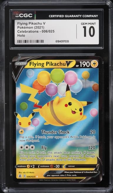 2021 #6 Flying Pikachu V CGC 10 Pokemon Sword & Shield Celebrations Holo