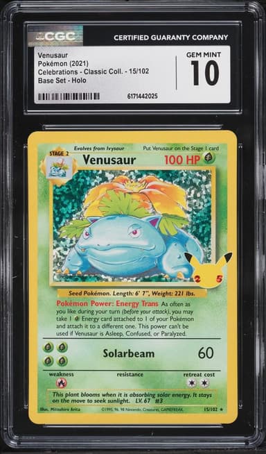 2021 Pokemon Sword & Shield Celebrations Classic Collection Holo Venusaur #15 CGC 10 GEM MINT