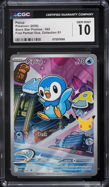 2026 Pokemon Mega Evolution Promo First Partner Illustration Full Art Piplup #42 CGC 10 GEM