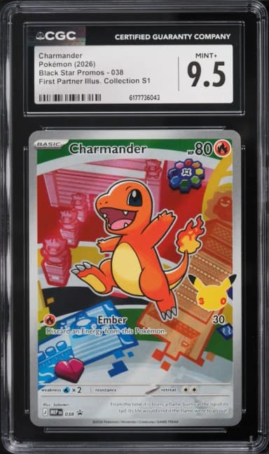 2026 Pokemon Mega Evolution Promo First Partner Illustration S1 Full Art Charmander #38 CGC 9.5