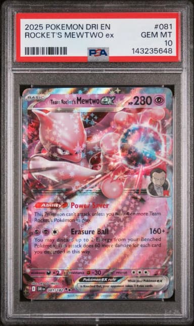 2025 #081 Team Rocket's Mewtwo EX PSA 10 Dri EN-Destined Rivals Pokemon